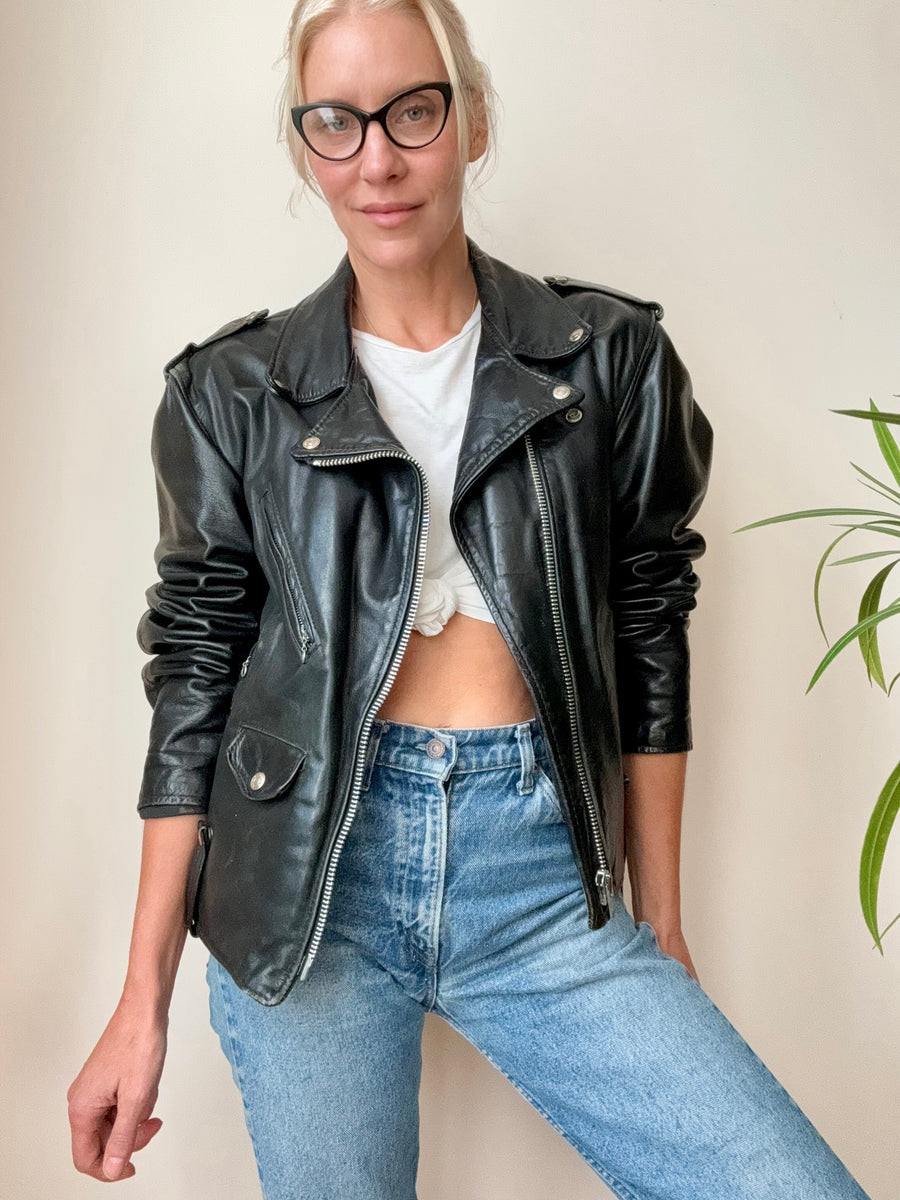 Vintage 1980s Black SCHOTT PERFECTO 115 Biker Motorcycle