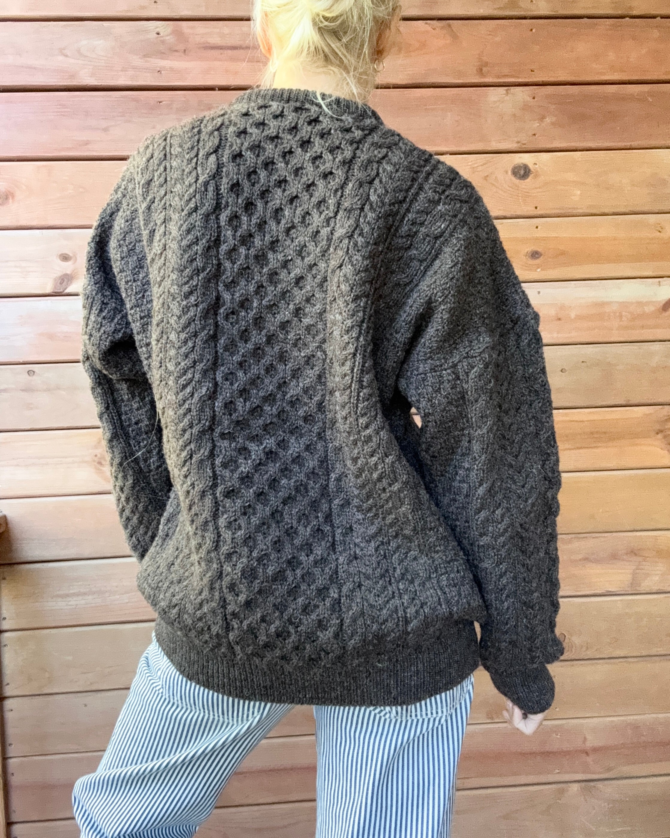 Vintage Orvis Cable Aran Fisherman Hand Knit Sweater Made in Ireland