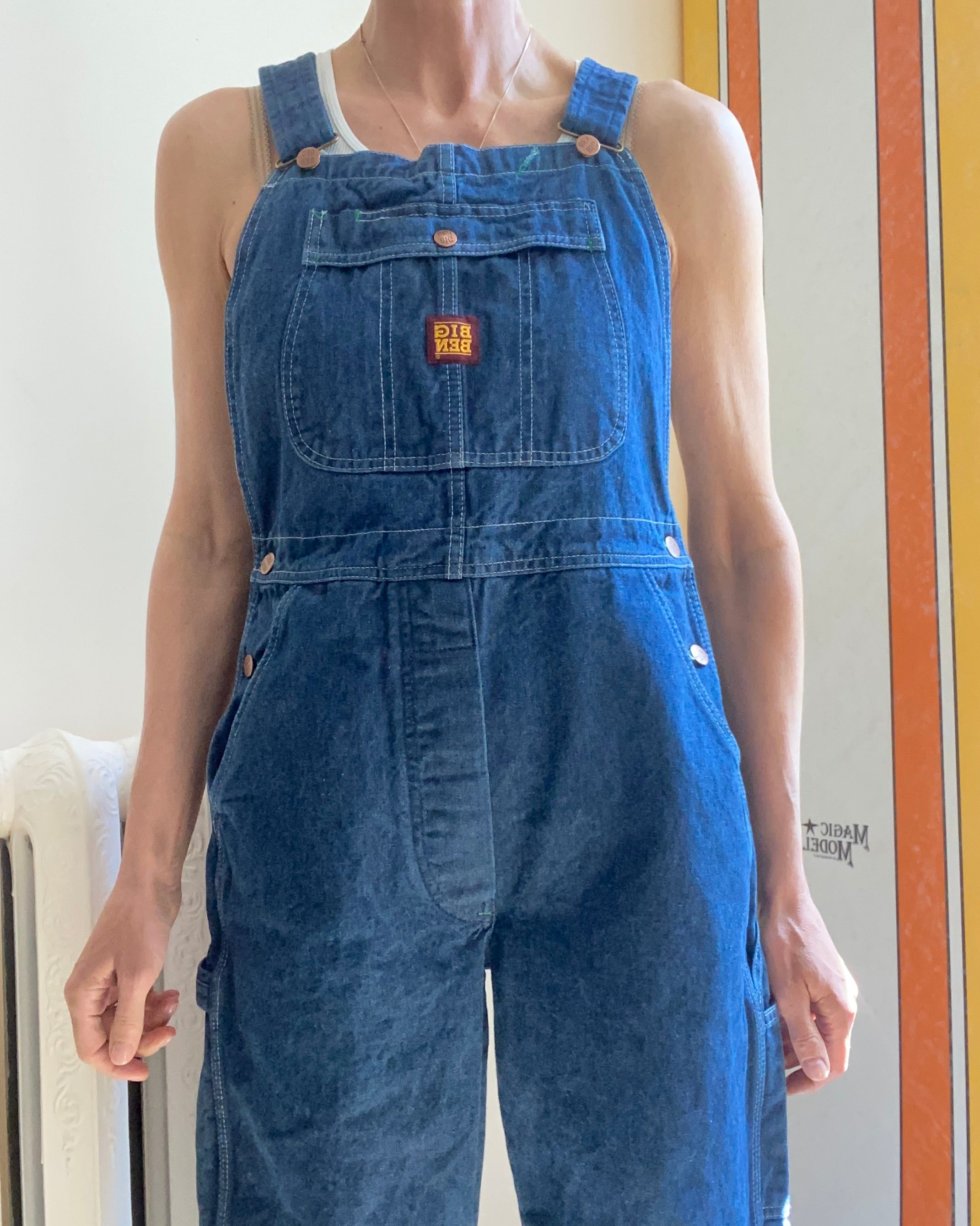 Vintage 1990s BIG BEN  by Wrangler Blue Denim Carpenter Bib Overalls Medium Wash Size M