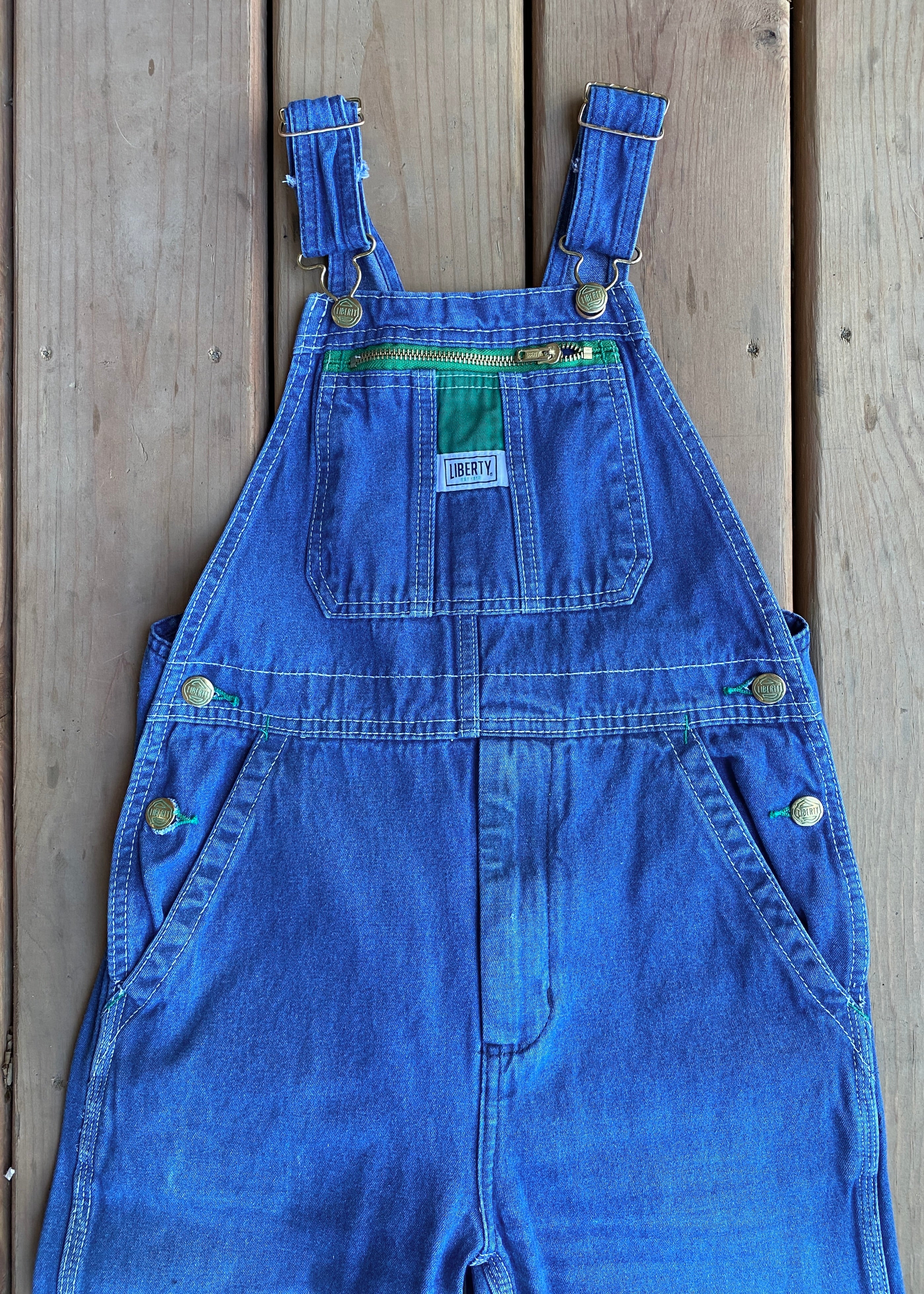Vintage Y2K LIBERTY Blue Denim Bib Overalls Medium Wash Size XS 16R