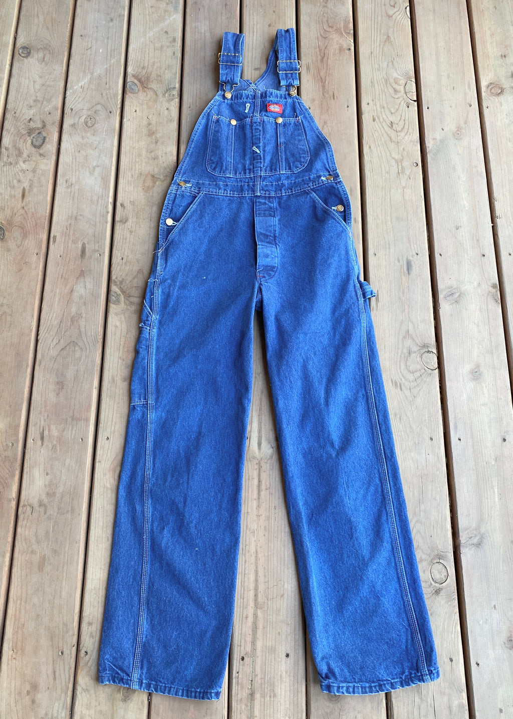 Vintage Y2K DICKIES Blue Denim Carpenter Bib Overalls Medium Wash Size S