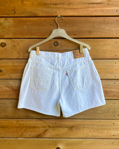 Vintage 1990s Red Tab Levis White Denim Hemmed Jean Shorts 33