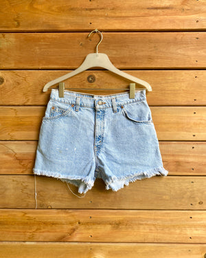 Vintage 1980s White Tab Levis 910 light Wash Denim Jean Shorts 29 Made in USA