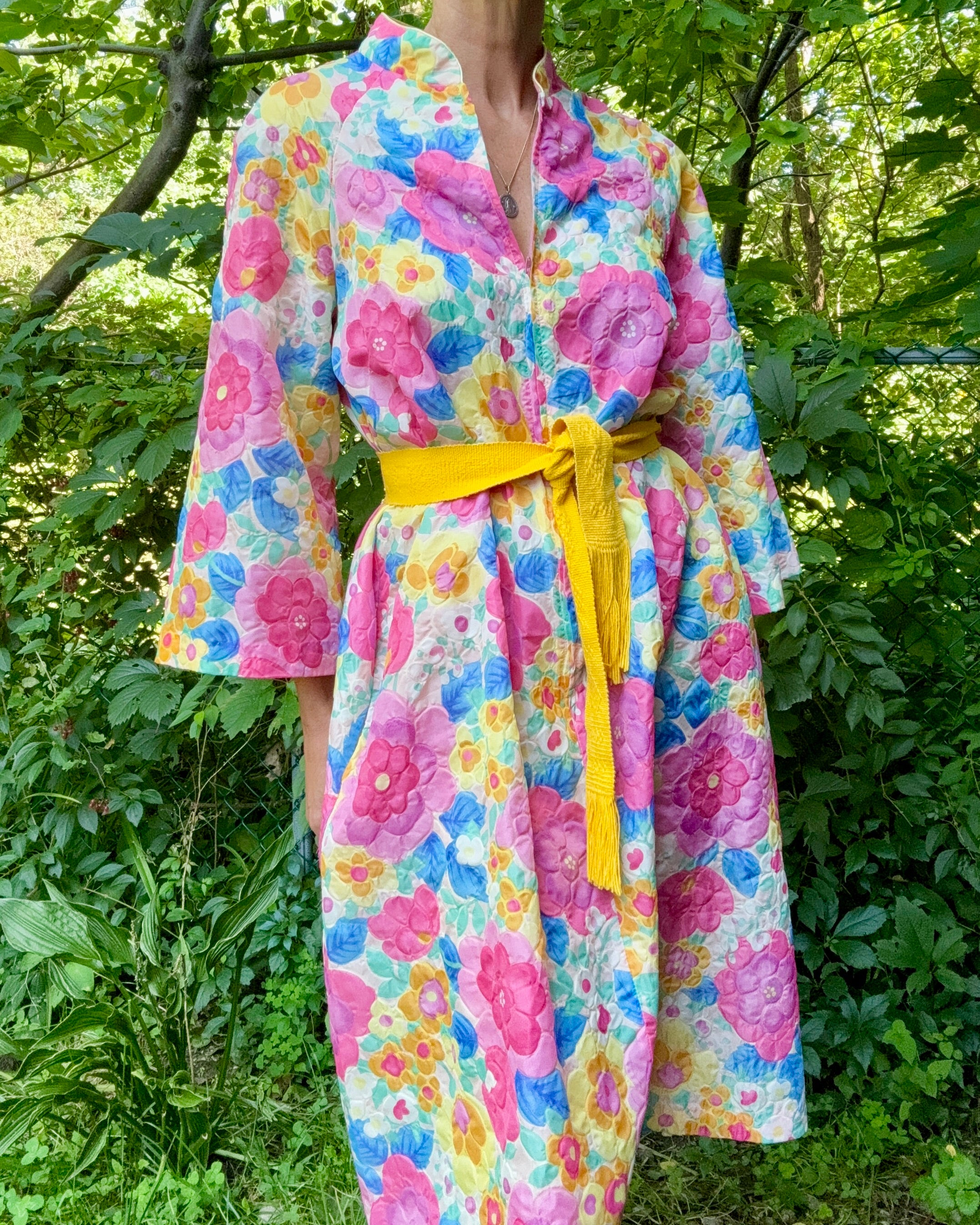 Vintage 1960s Stella Fagin Floral Pegnoir Union Made ILGWU