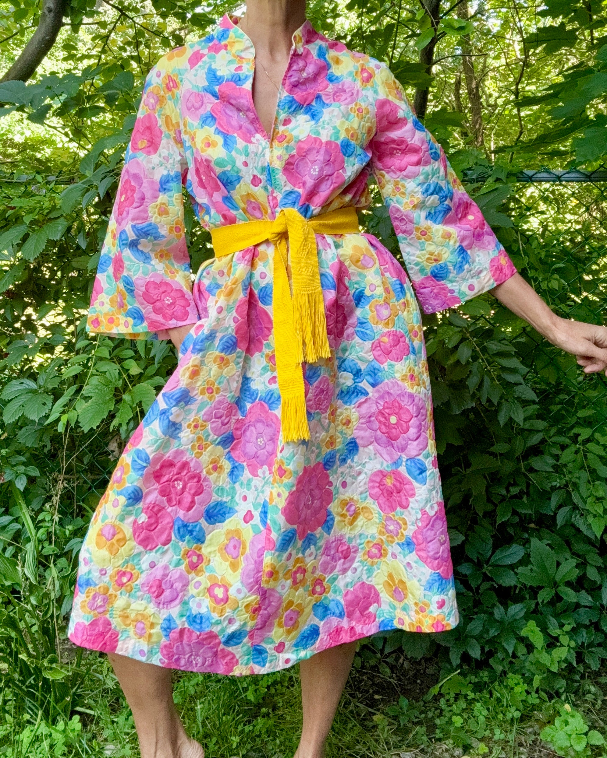 Vintage 1960s Stella Fagin Floral Pegnoir Union Made ILGWU