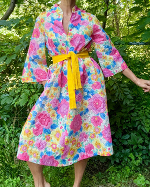Vintage 1960s Stella Fagin Floral Pegnoir Union Made ILGWU