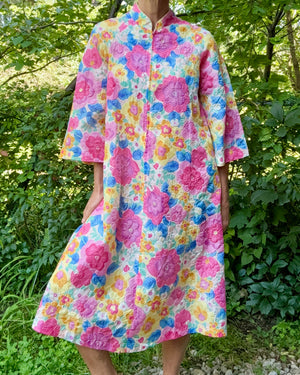 Vintage 1960s Stella Fagin Floral Pegnoir Union Made ILGWU