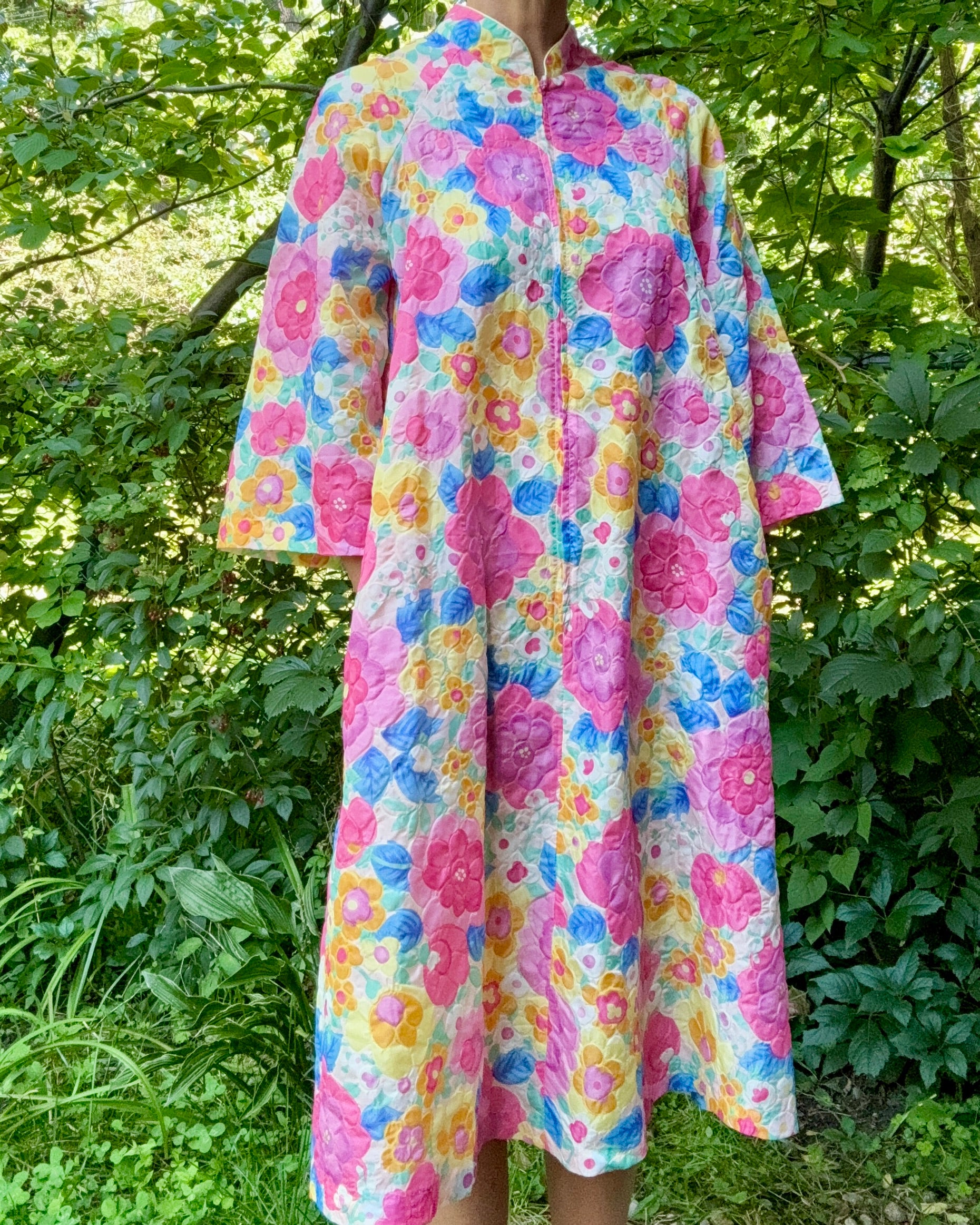 Vintage 1960s Stella Fagin Floral Pegnoir Union Made ILGWU