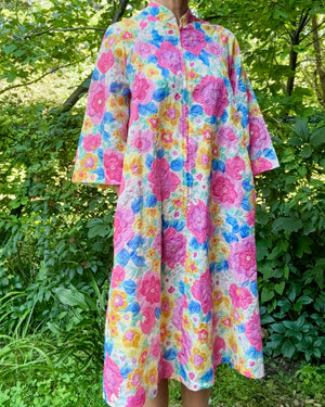 Vintage 1960s Stella Fagin Floral Pegnoir Union Made ILGWU