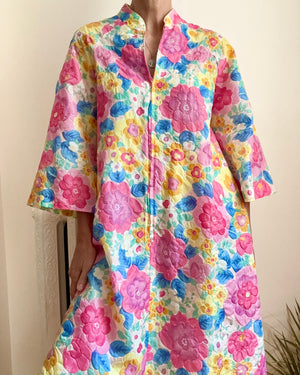 Vintage 1960s Stella Fagin Floral Pegnoir Union Made ILGWU