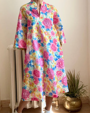 Vintage 1960s Stella Fagin Floral Pegnoir Union Made ILGWU