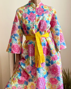 Vintage 1960s Stella Fagin Floral Pegnoir Union Made ILGWU