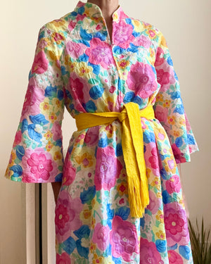 Vintage 1960s Stella Fagin Floral Pegnoir Union Made ILGWU