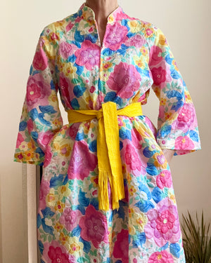 Vintage 1960s Stella Fagin Floral Pegnoir Union Made ILGWU
