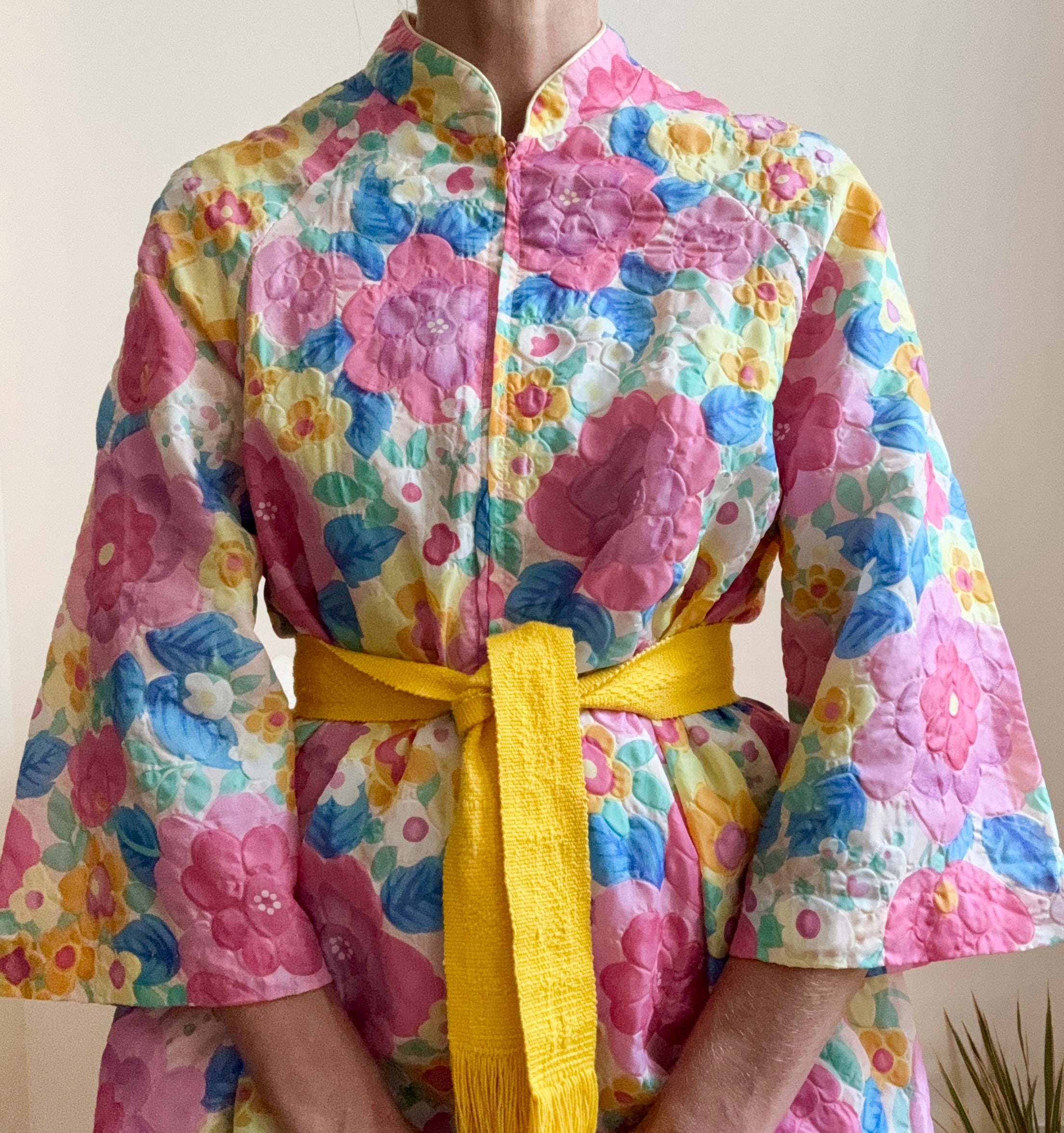 Vintage 1960s Stella Fagin Floral Pegnoir Union Made ILGWU
