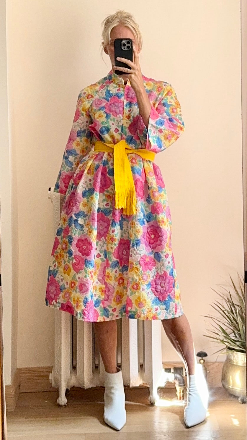Vintage 1960s Stella Fagin Floral Pegnoir Union Made ILGWU