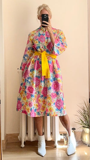Vintage 1960s Stella Fagin Floral Pegnoir Union Made ILGWU