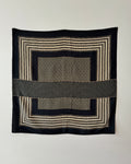 Vintage 1990s LOEWE Black and Tan Floral Stripe Monogram Silk Carre Scarf 32X32 Made in Italy