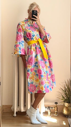 Vintage 1960s Stella Fagin Floral Pegnoir Union Made ILGWU