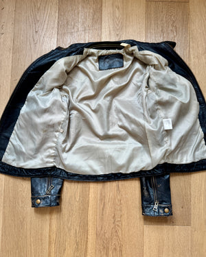 Vintage Y2K ENERGIE Italian Brand Mens Black Distressed Genuine Leather Motorcycle Racing Jacket Size M