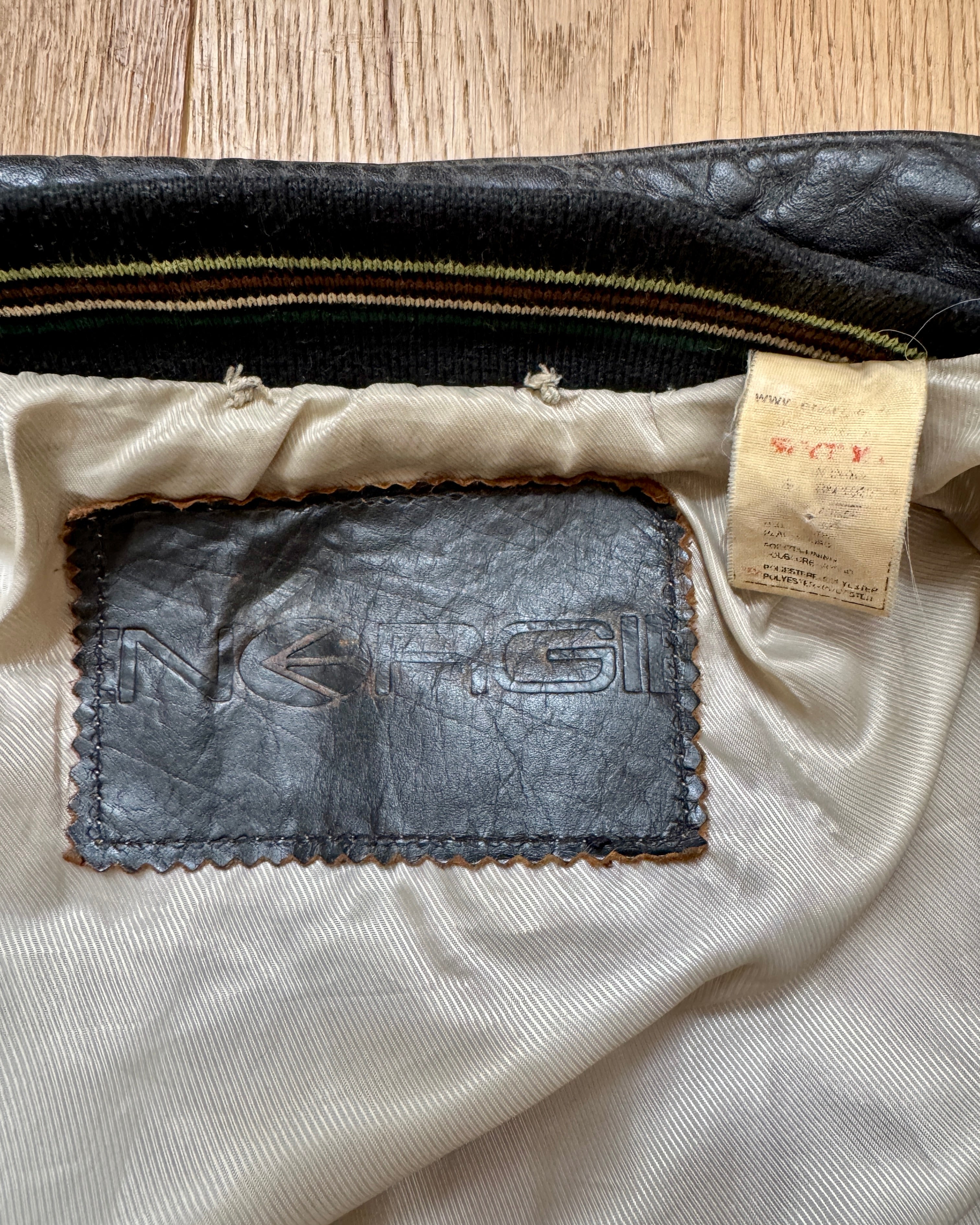 Vintage Y2K ENERGIE Italian Brand Mens Black Distressed Genuine Leather Motorcycle Racing Jacket Size M