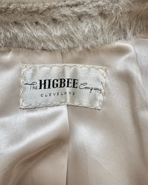 Vintage 1960s The HIGBEE Company Cleveland Blonde Faux Fur with Real Mink Collar Double Breasted Coat Union Made in USA M *New Condition