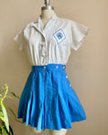 Vintage 1940s Cotton Toronto Women's Hospital Nurse Candy Striper Shorts Jumpsuit Romper Playsuit Uniform S