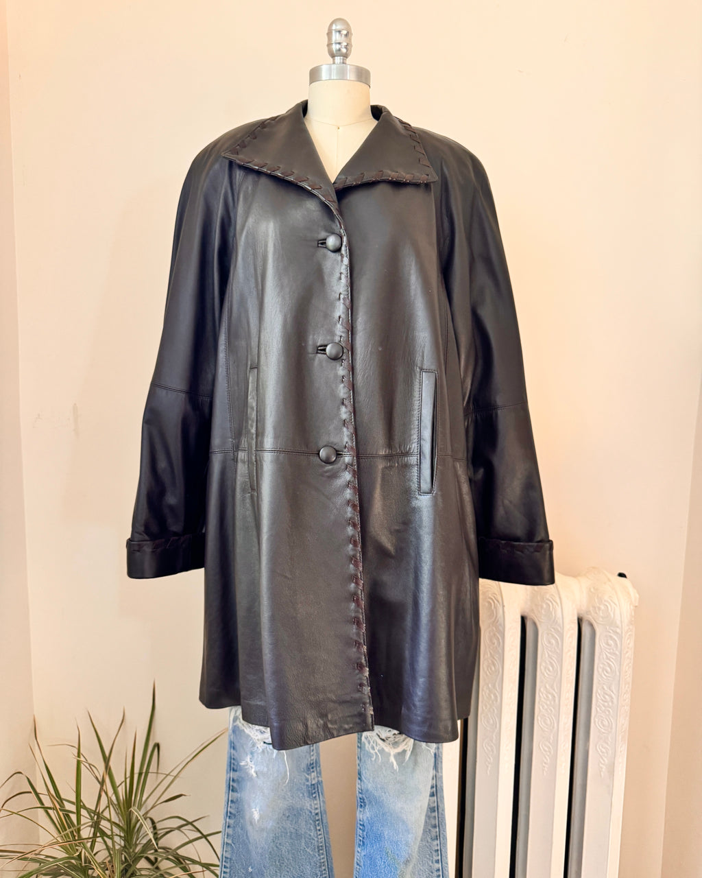 Vintage Leather Jacket Coat by Dero By Rocco D'Amelio Size M Made in USA / Brown Lambskin Soft Leather
