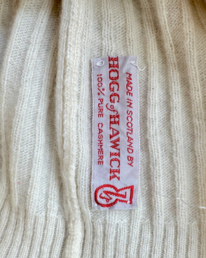 Vintage HOGG of HAWICK for Bond Street Boutique Ltd Cream Rib Cashmere Crew Neck Sweater Made in Scotland Size S or SM