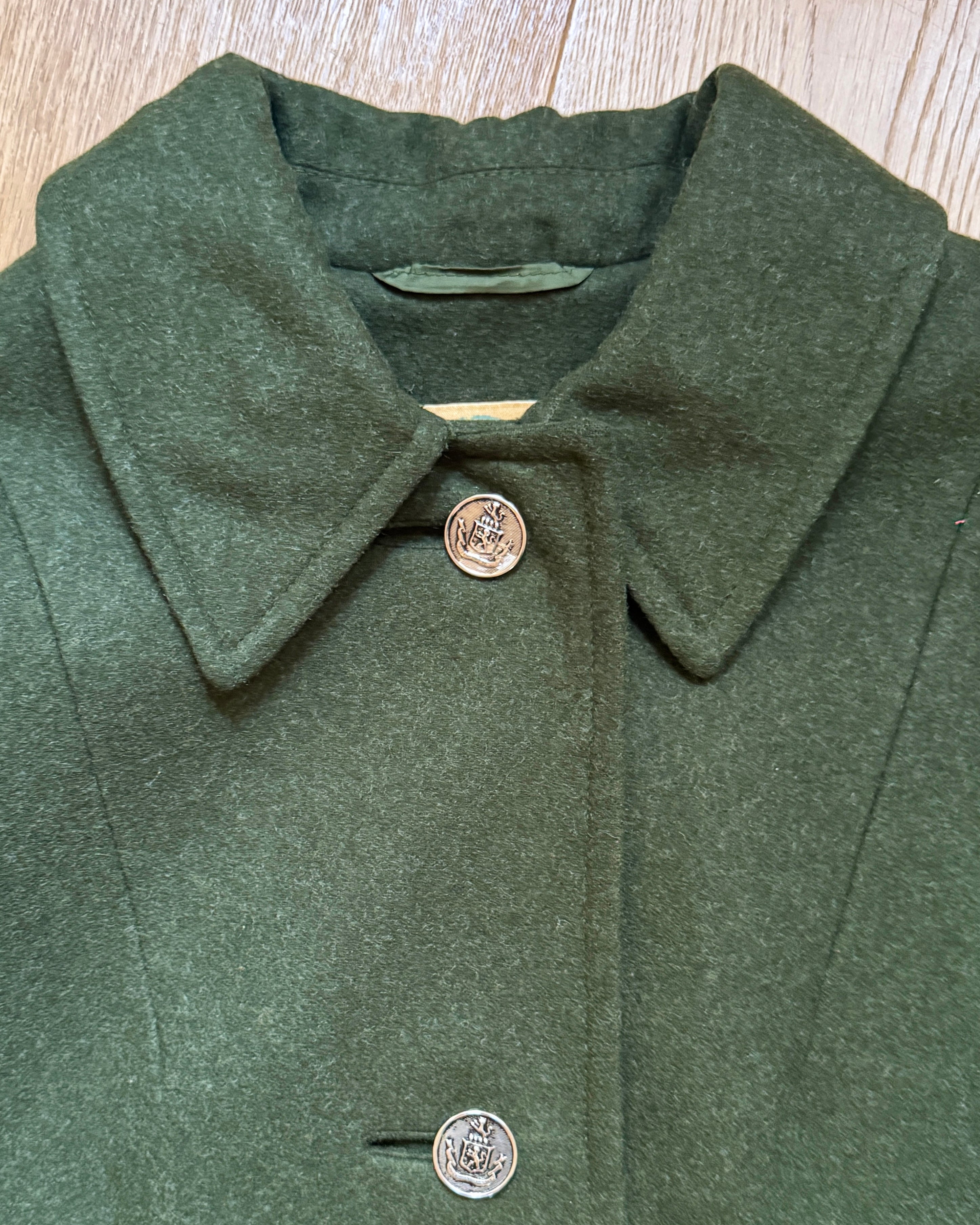 Vintage Trachten Tostmann Wool Forest Green Felted Coat by Wearer Innsbruck Tirol Traditional Clothing Made in Austria Size 40