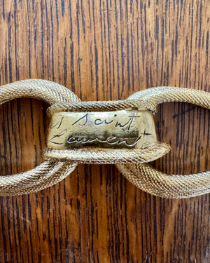 Vintage 1980s YSL Yves Saint Laurent Gold Braided Belt with Signed Metal Loop Buckle Made in France
