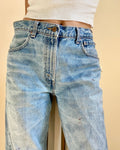 Vintage 1990s Levis 516 Distressed Red Tab Jeans Slim Fit Straight Stove Pipe Leg Light Wash size 33