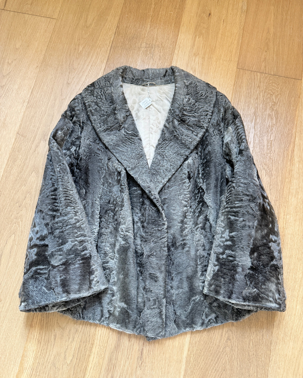 Vintage 1950s Grey Astrakhan Broadtail Persian Lamb Fur Evening Jacket