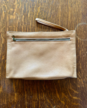 Vintage 1990s Bottega Veneta Mens Women's Natural Tan Leather Wrislet Clutch Organizer Made in Italy
