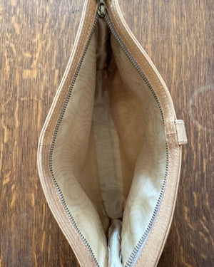 Vintage 1990s Bottega Veneta Mens Women's Natural Tan Leather Wrislet Clutch Organizer Made in Italy