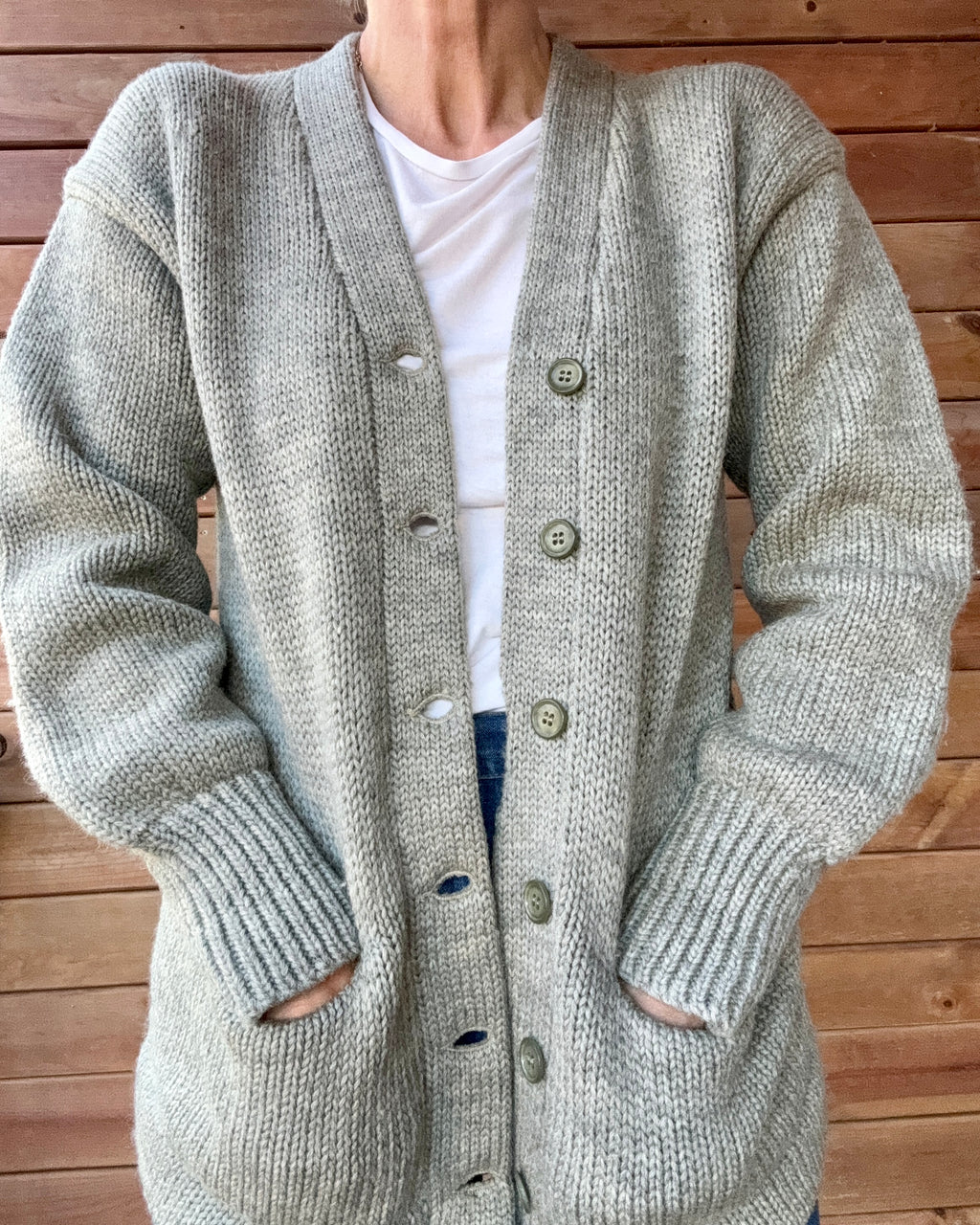 Vintage 1940s 1950s ROBERT BRUCE Knitwear Grey Wool Letterman Varsity College Cardigan Sweater Jacket M