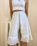 Antique Victorian Mid 1800s White Cotton Pantaloons Bloomers with Eyelet M