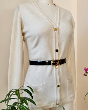 Vintage 1970s GUCCI Reversible Black Patent or Leather Belt With Loco Gold Tone Buckle Made in Italy