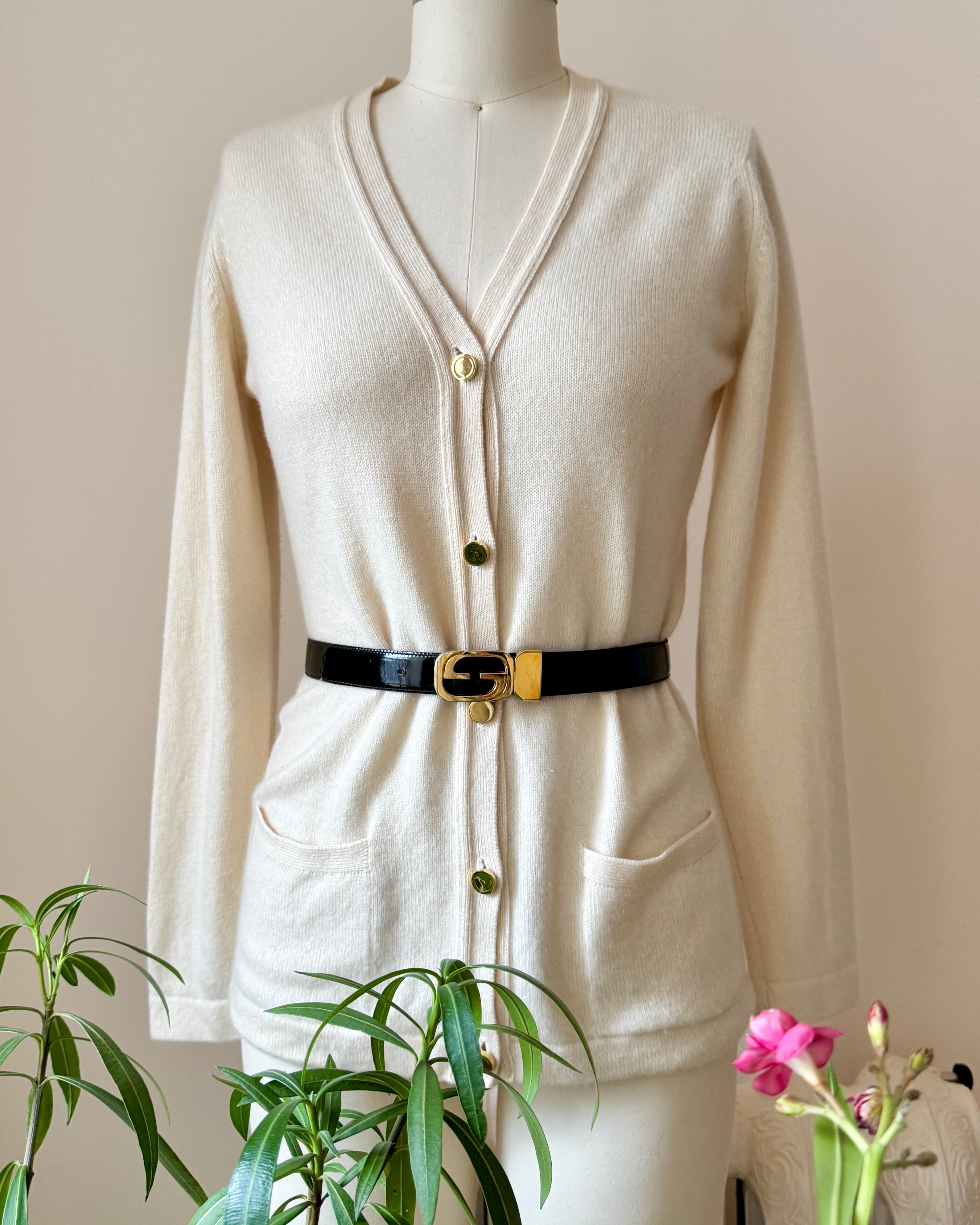 Vintage 1970s GUCCI Reversible Black Patent or Leather Belt With Loco Gold Tone Buckle Made in Italy