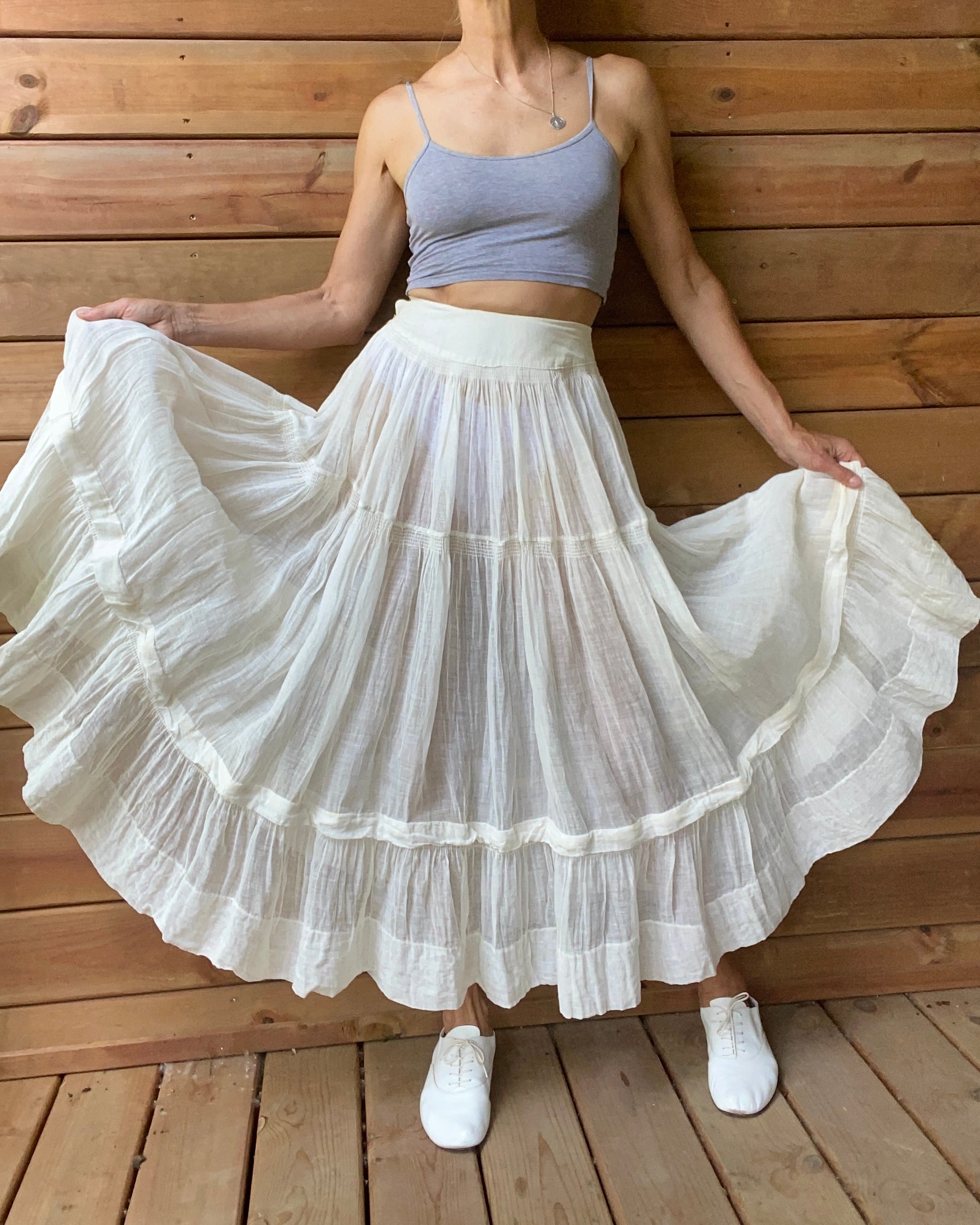 Vintage Antique 1930s Ivory Cotton Gauze Organdy Tiered Petticoat Skir Ardith Vintage Antique 1930s Ivory Cotton Gauze Organdy Tiered Petticoat Skir Ardith