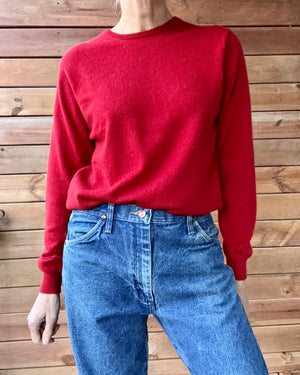 Vintage BRAEMAR Red Cashmere Crew Neck Sweater M