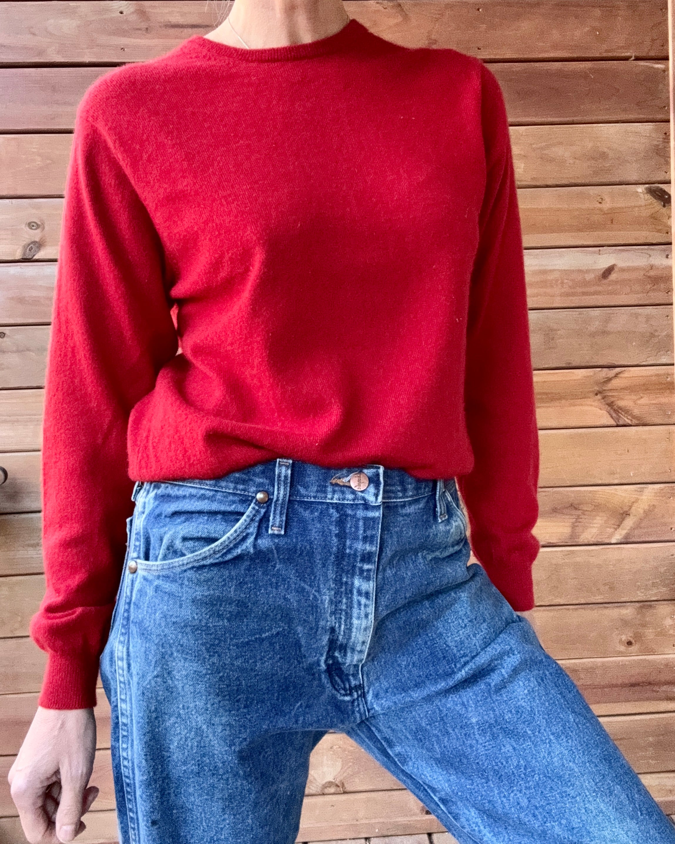 Vintage BRAEMAR Red Cashmere Crew Neck Sweater M