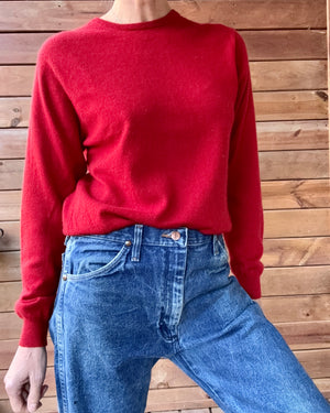 Vintage BRAEMAR Red Cashmere Crew Neck Sweater M