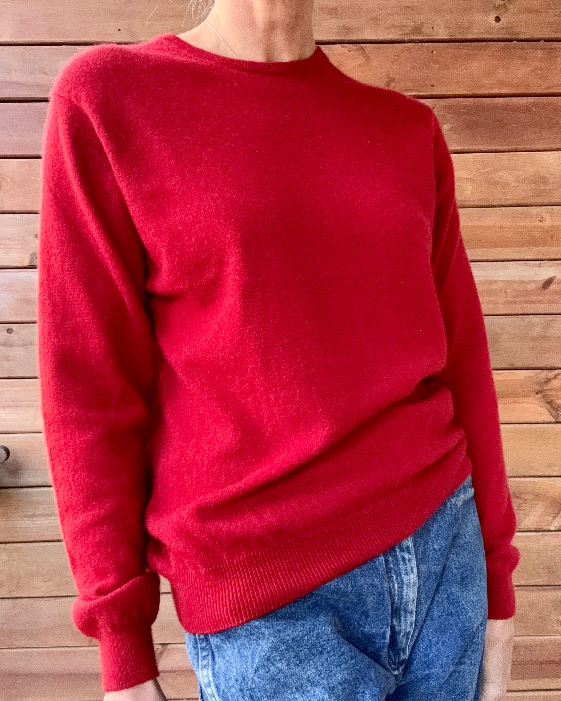 Vintage BRAEMAR Red Cashmere Crew Neck Sweater M
