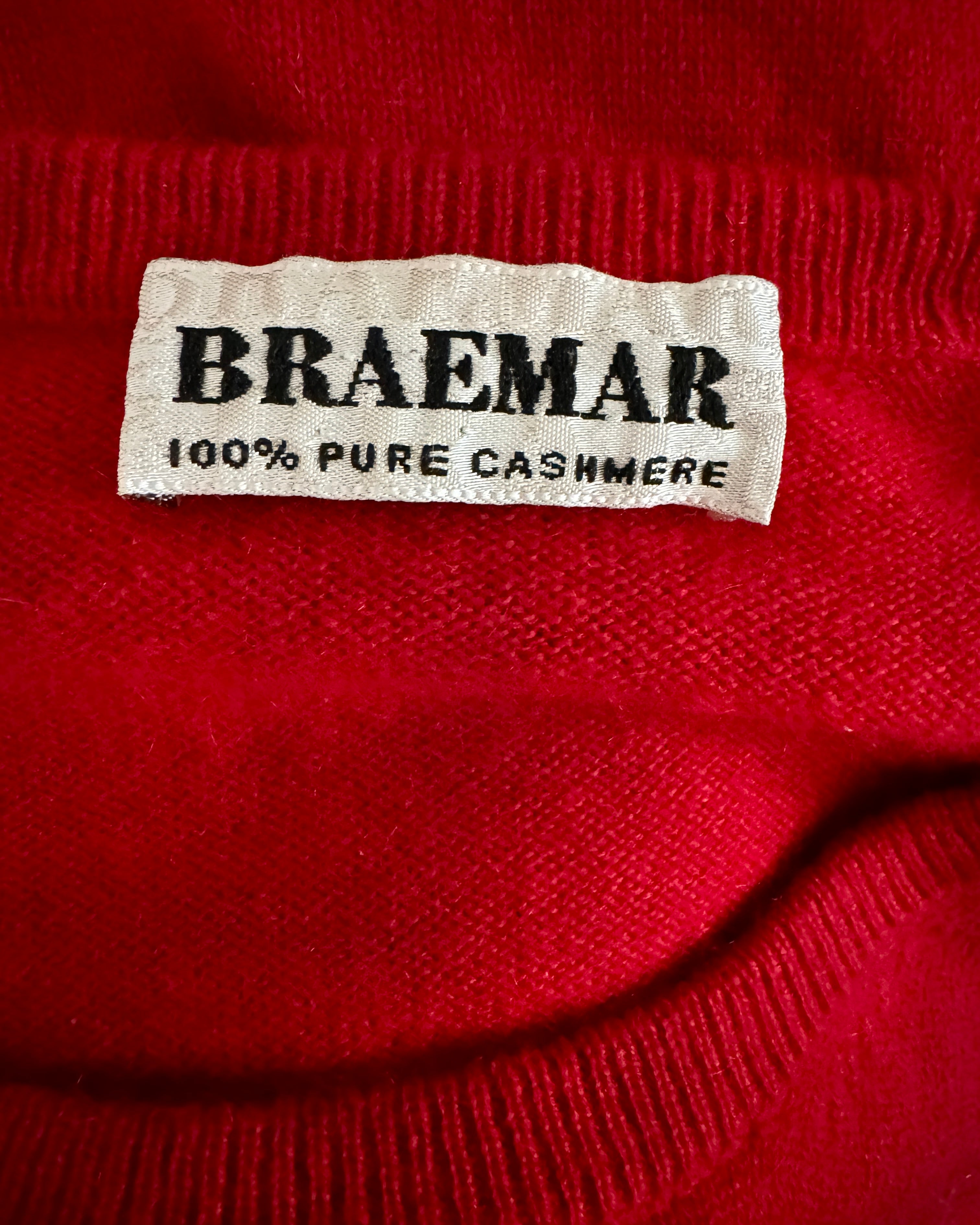 Vintage BRAEMAR Red Cashmere Crew Neck Sweater M