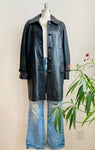 Vintage 1960s Mod Black Leather Jacket Car Coat by LEATHERS by New England Sportswear Company Size M Made in USA