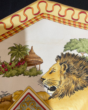 Vintage Salvatore Ferragamo Silk Twill Printed Wild Animal Cats Carre Scarf Shawl 34X34