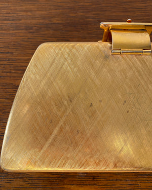 Vintage 1960s BONWIT TELLER Gold Tone Metal Box Clutch With Buckle  Made in Italy