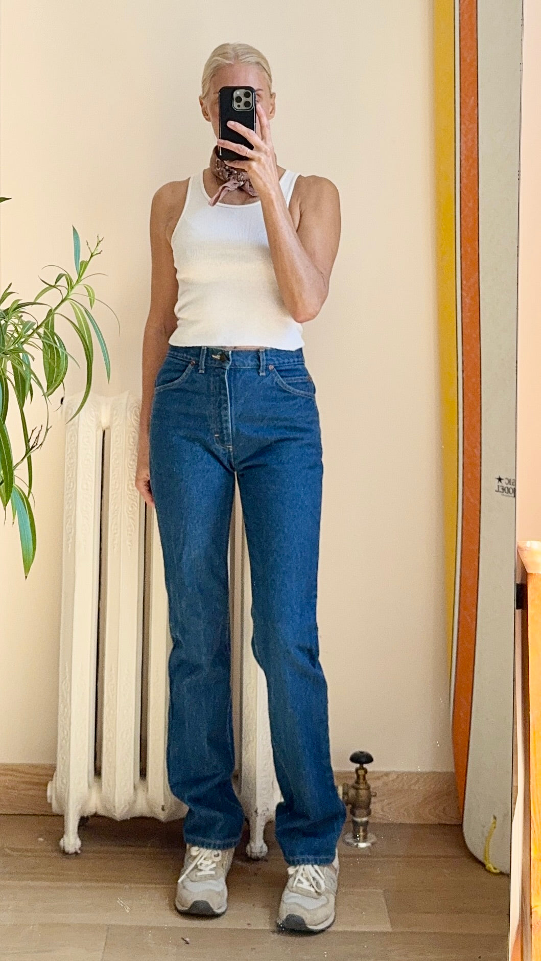 Vintage 70s 80s Lee Riders High Waist Straight Leg Dark Medium Wash Size 29 to 30 Union Made in USA