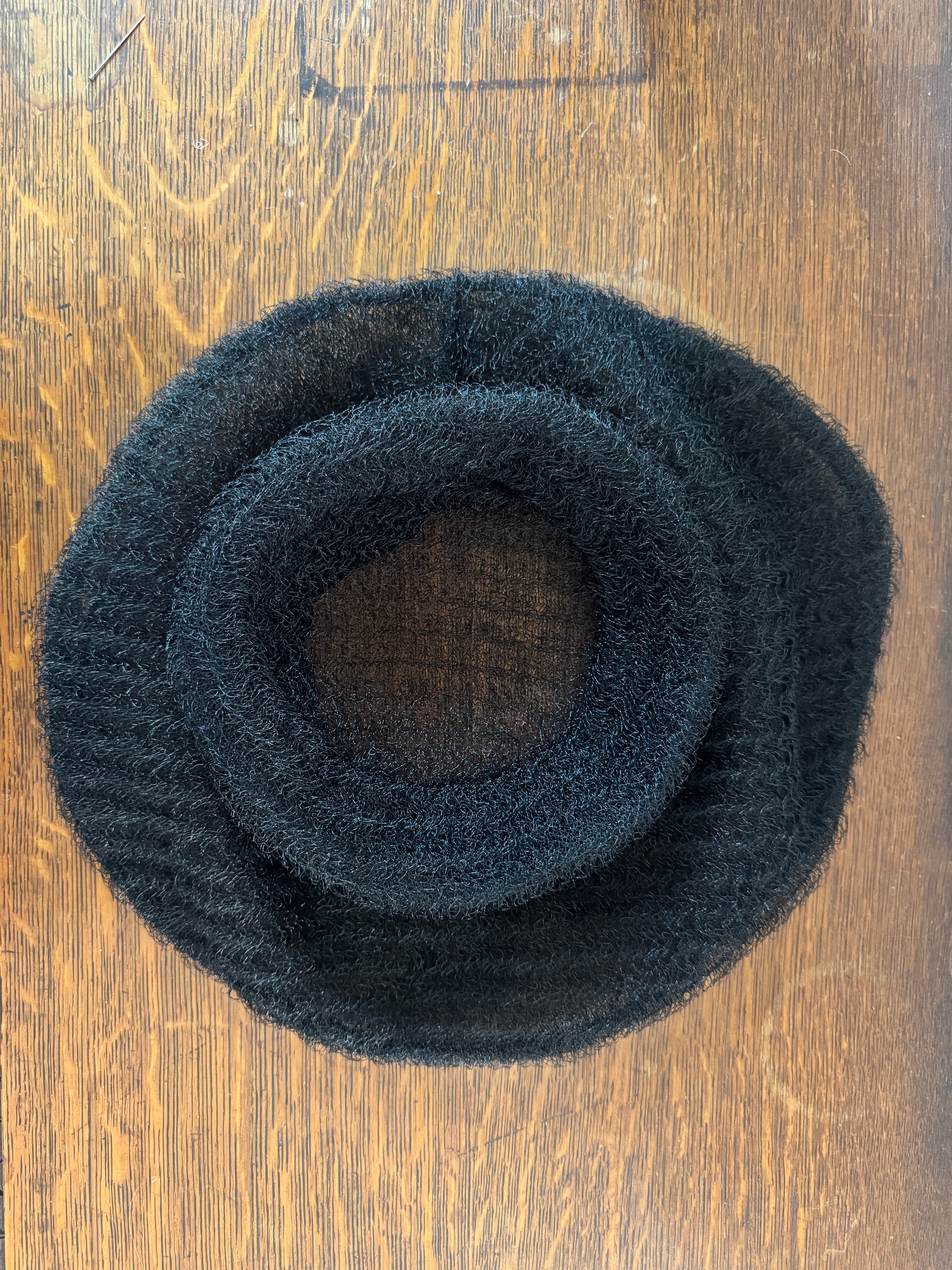 Vintage Irene Handmade Black Synthetic Horsehair Wide Brim Hat 1960s